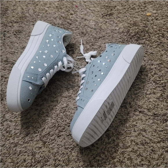 Blue denim Sneakers with Sparkle Accents - Picture 8 of 11